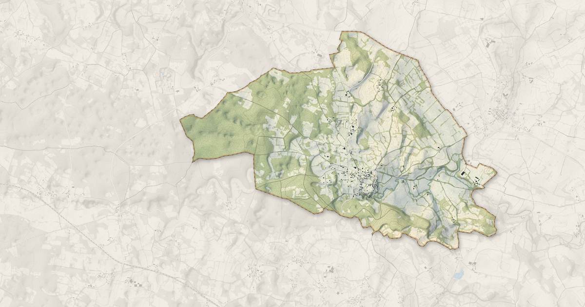 Portrait cartographique de Théminettes : relief, eau, forêts, bâti et voies, calculés à partir des données de l'IGN