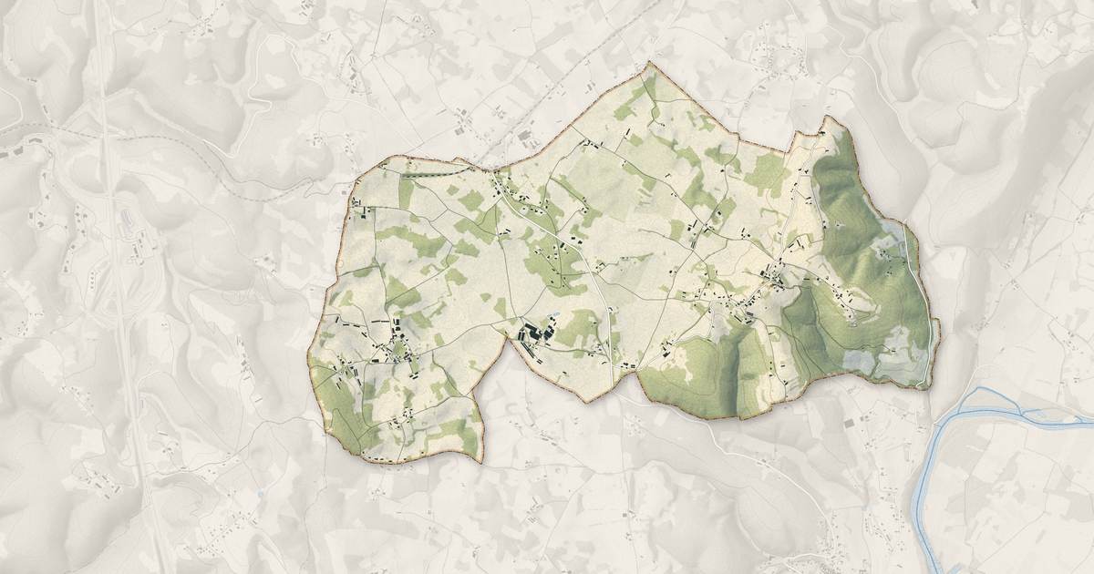 Portrait cartographique de Mayrac : relief, eau, forêts, bâti et voies, calculés à partir des données de l'IGN