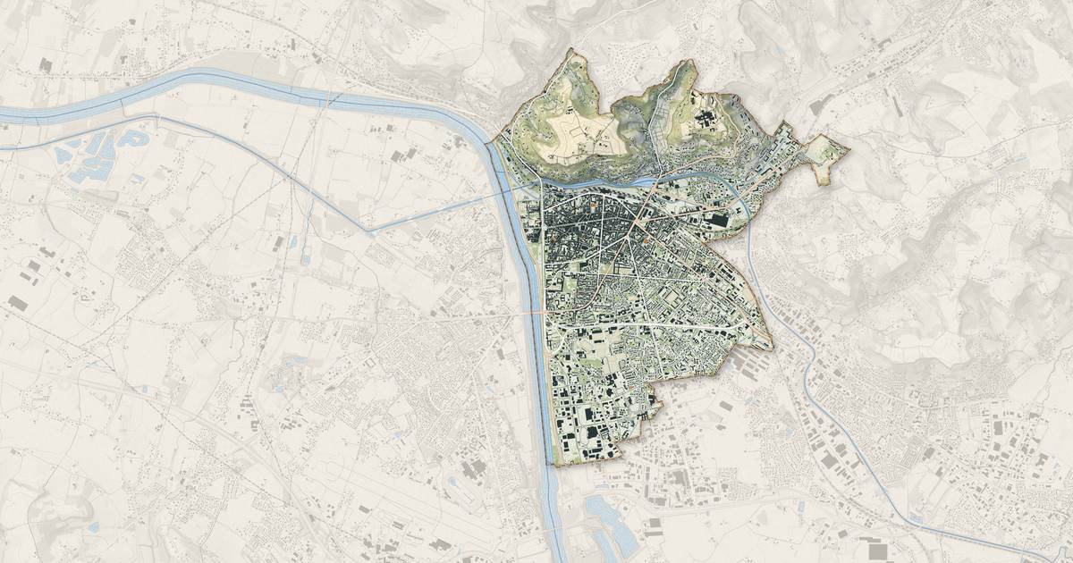 Portrait cartographique de Agen : relief, eau, forêts, bâti et voies, calculés à partir des données de l'IGN
