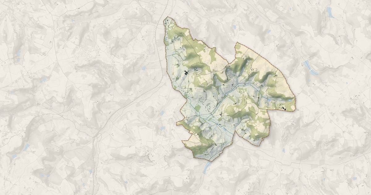 Portrait cartographique de Auradou : relief, eau, forêts, bâti et voies, calculés à partir des données de l'IGN