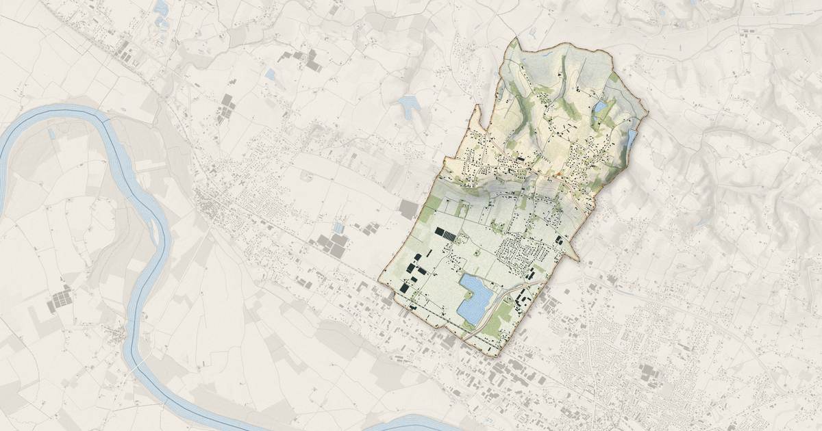 Portrait cartographique de Beaupuy : relief, eau, forêts, bâti et voies, calculés à partir des données de l'IGN