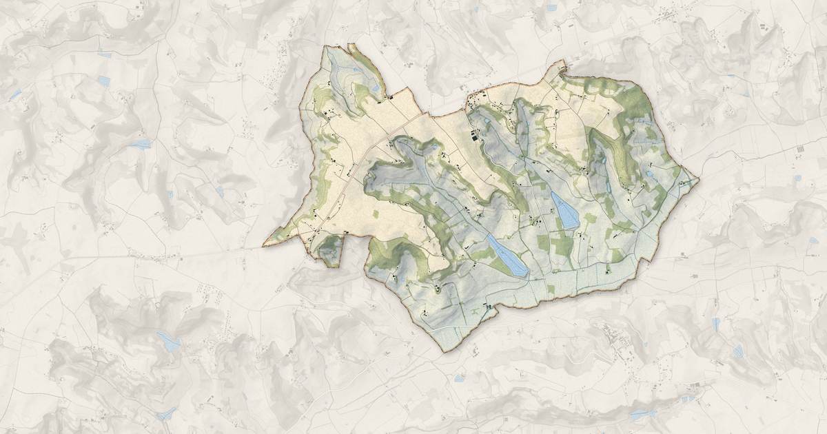 Portrait cartographique de Blaymont : relief, eau, forêts, bâti et voies, calculés à partir des données de l'IGN