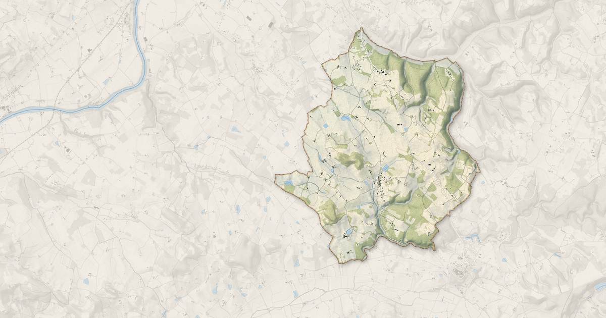 Portrait cartographique de Bourlens : relief, eau, forêts, bâti et voies, calculés à partir des données de l'IGN