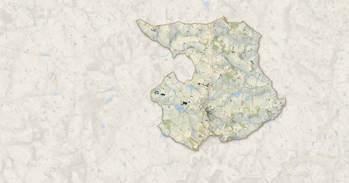 Portrait cartographique de Cancon : relief, eau, forêts, bâti et voies, calculés à partir des données de l'IGN