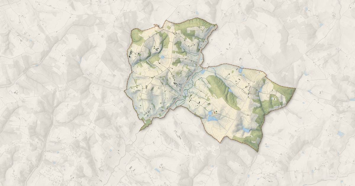 Portrait cartographique de Caubon-Saint-Sauveur : relief, eau, forêts, bâti et voies, calculés à partir des données de l'IGN