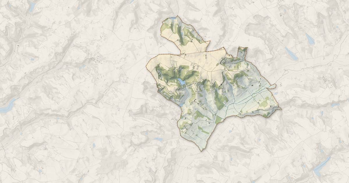 Portrait cartographique de Cauzac : relief, eau, forêts, bâti et voies, calculés à partir des données de l'IGN
