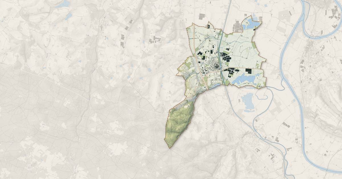 Portrait cartographique de Damazan : relief, eau, forêts, bâti et voies, calculés à partir des données de l'IGN