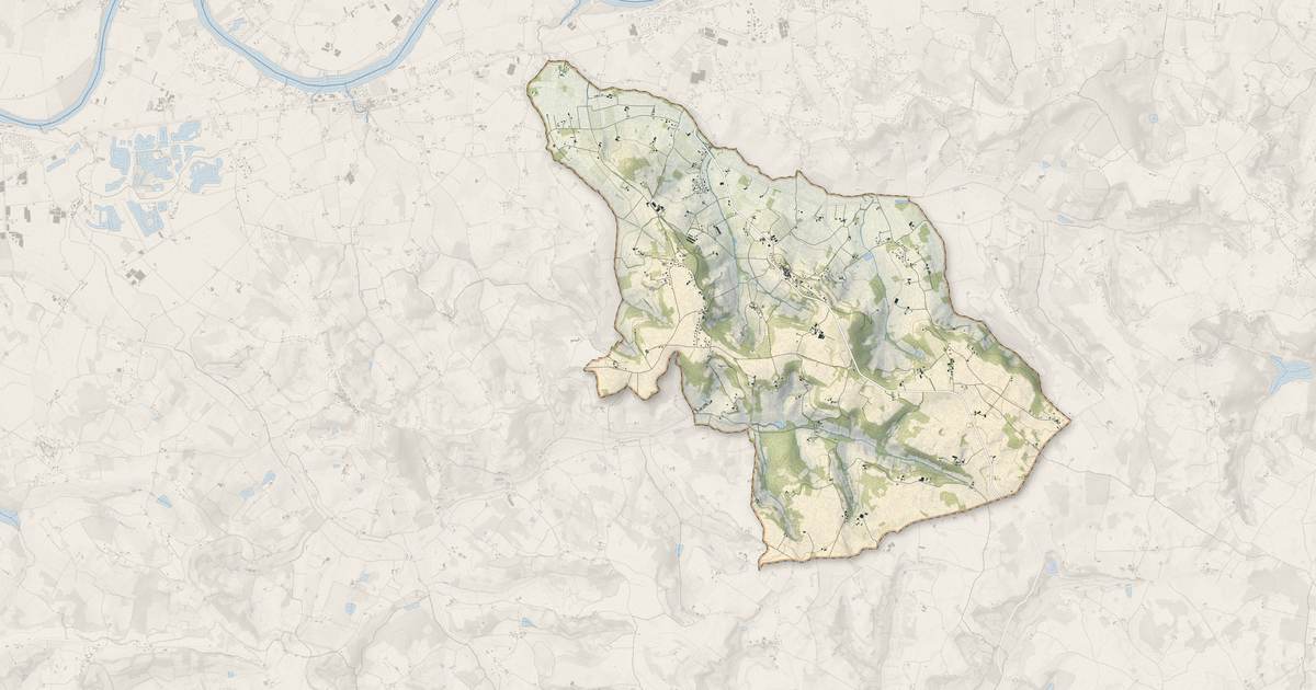 Portrait cartographique de Dolmayrac : relief, eau, forêts, bâti et voies, calculés à partir des données de l'IGN