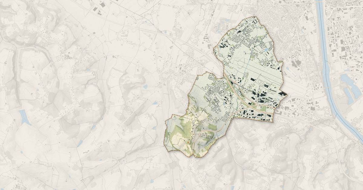 Portrait cartographique de Estillac : relief, eau, forêts, bâti et voies, calculés à partir des données de l'IGN