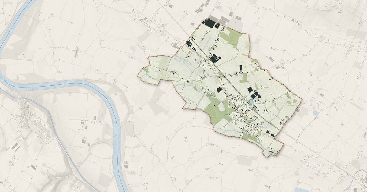 Portrait cartographique de Fauguerolles : relief, eau, forêts, bâti et voies, calculés à partir des données de l'IGN