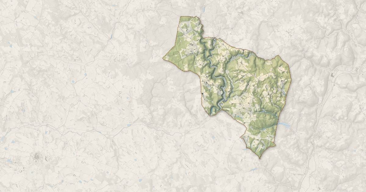 Portrait cartographique de Gavaudun : relief, eau, forêts, bâti et voies, calculés à partir des données de l'IGN