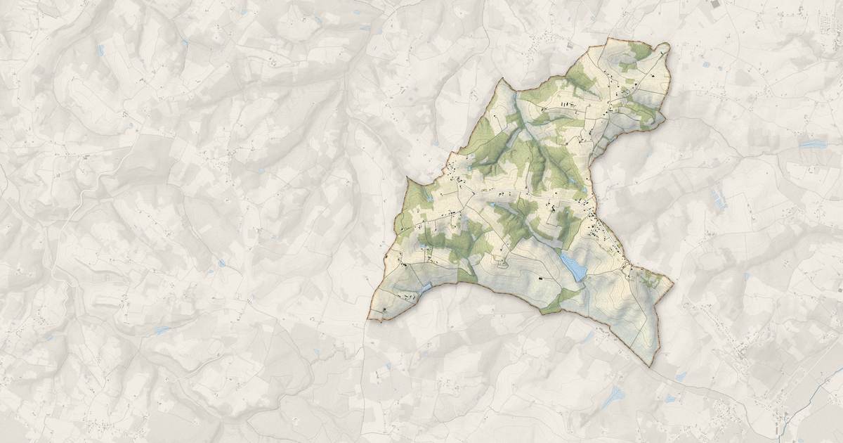 Portrait cartographique de Guérin : relief, eau, forêts, bâti et voies, calculés à partir des données de l'IGN
