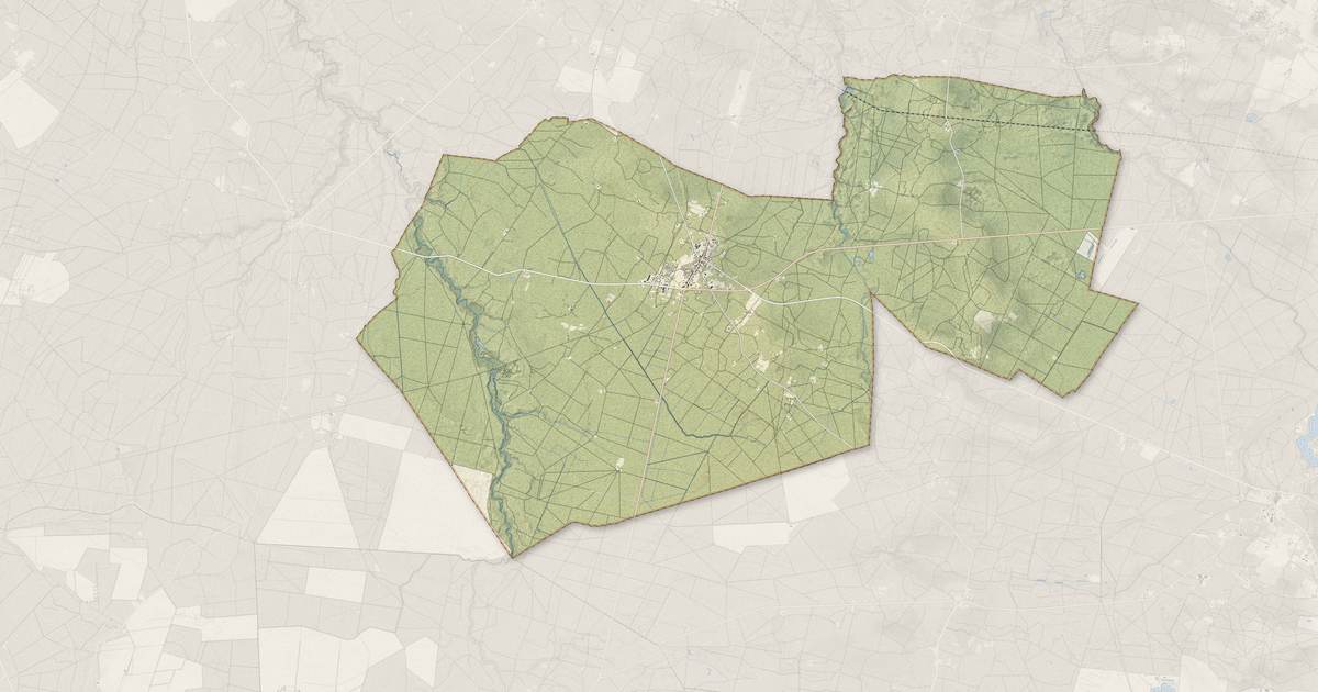 Portrait cartographique de Houeillès : relief, eau, forêts, bâti et voies, calculés à partir des données de l'IGN