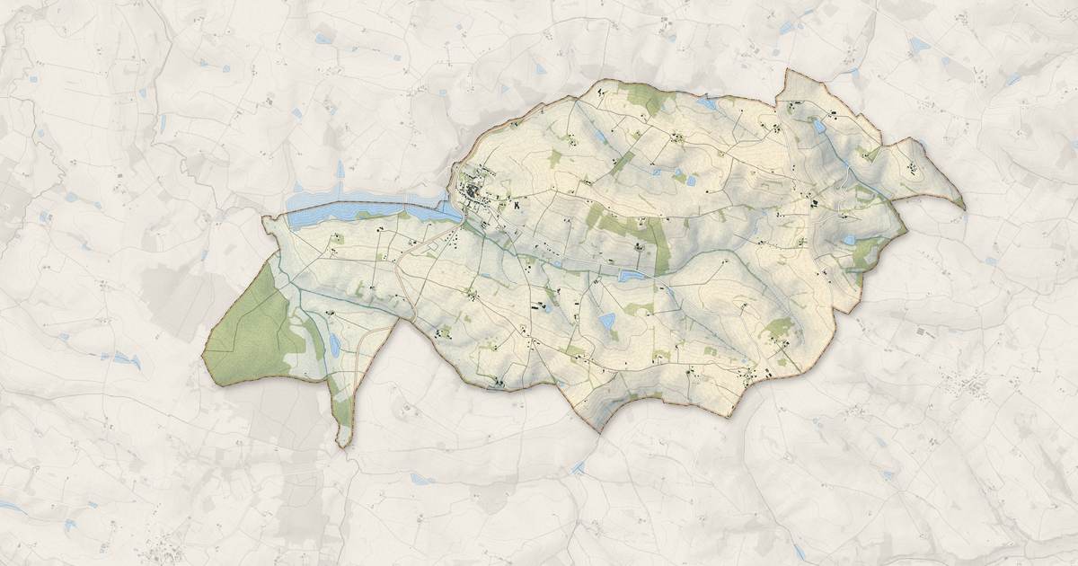 Portrait cartographique de Lamontjoie : relief, eau, forêts, bâti et voies, calculés à partir des données de l'IGN