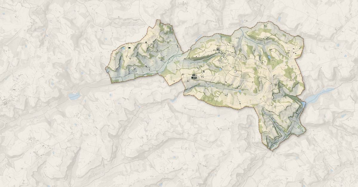 Portrait cartographique de Laugnac : relief, eau, forêts, bâti et voies, calculés à partir des données de l'IGN