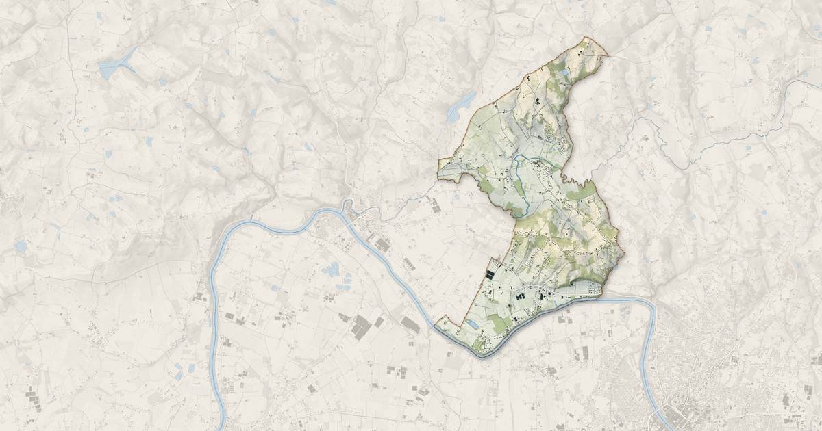 Portrait cartographique de Lédat : relief, eau, forêts, bâti et voies, calculés à partir des données de l'IGN