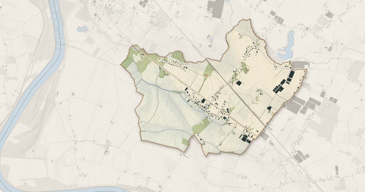 Portrait cartographique de Longueville : relief, eau, forêts, bâti et voies, calculés à partir des données de l'IGN