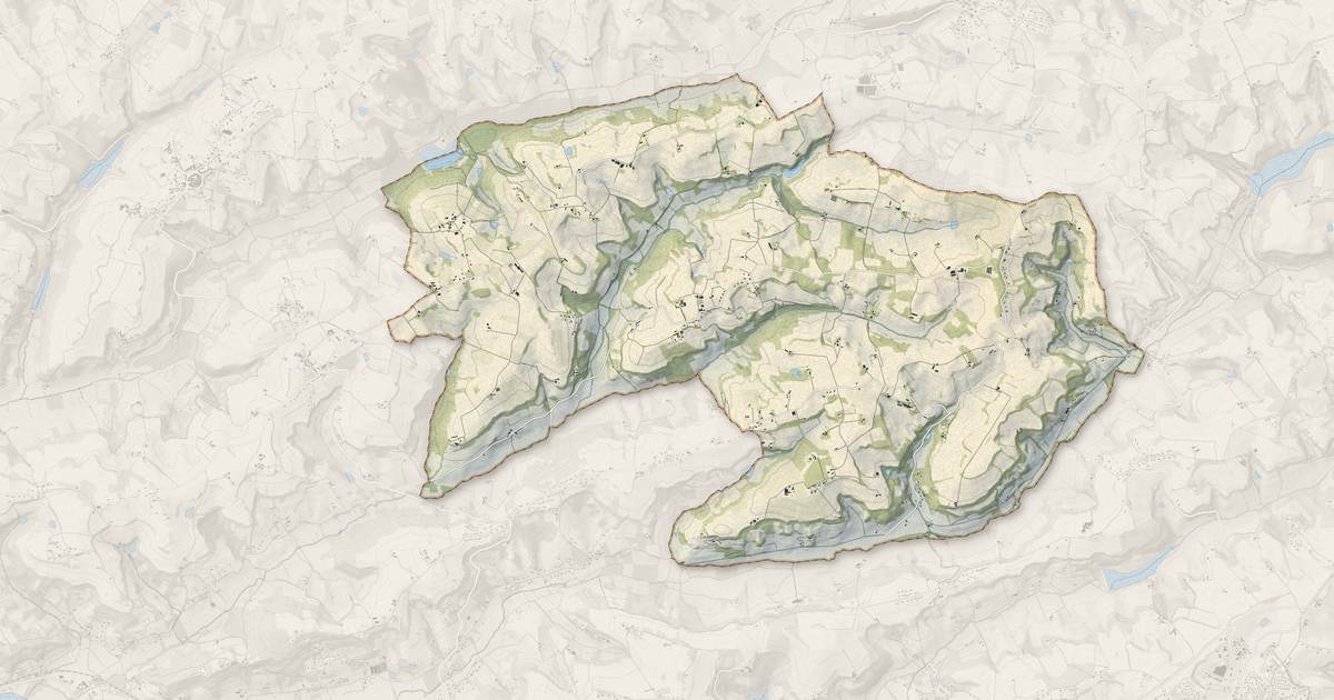 Portrait cartographique de Madaillan : relief, eau, forêts, bâti et voies, calculés à partir des données de l'IGN