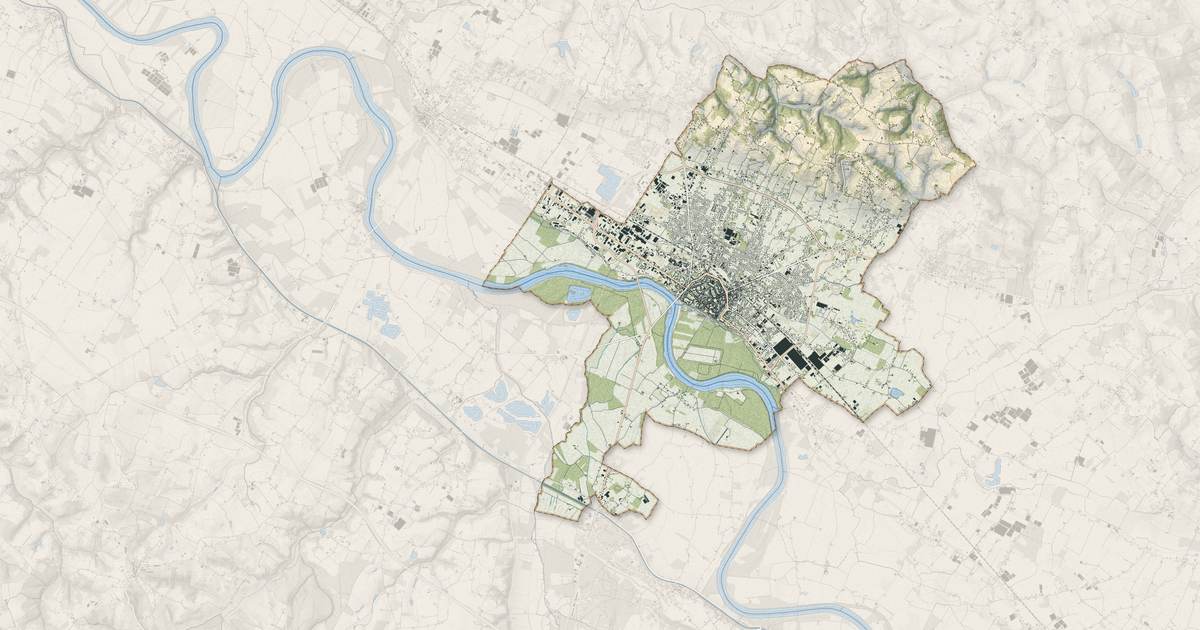 Portrait cartographique de Marmande : relief, eau, forêts, bâti et voies, calculés à partir des données de l'IGN