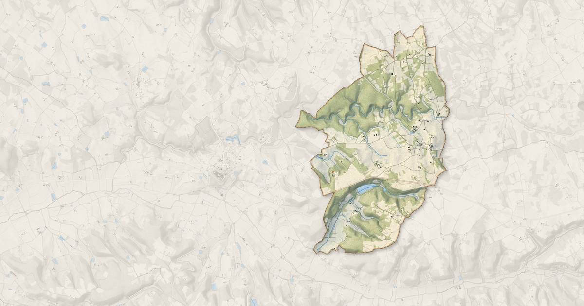 Portrait cartographique de Masquières : relief, eau, forêts, bâti et voies, calculés à partir des données de l'IGN