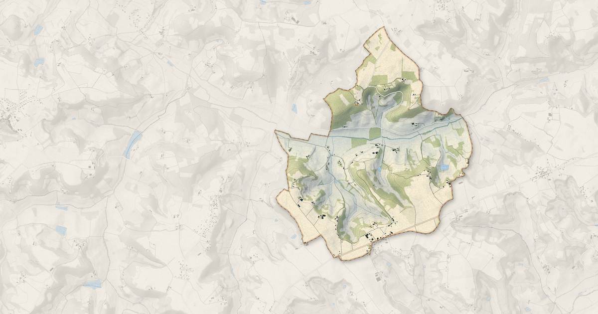Portrait cartographique de Massels : relief, eau, forêts, bâti et voies, calculés à partir des données de l'IGN