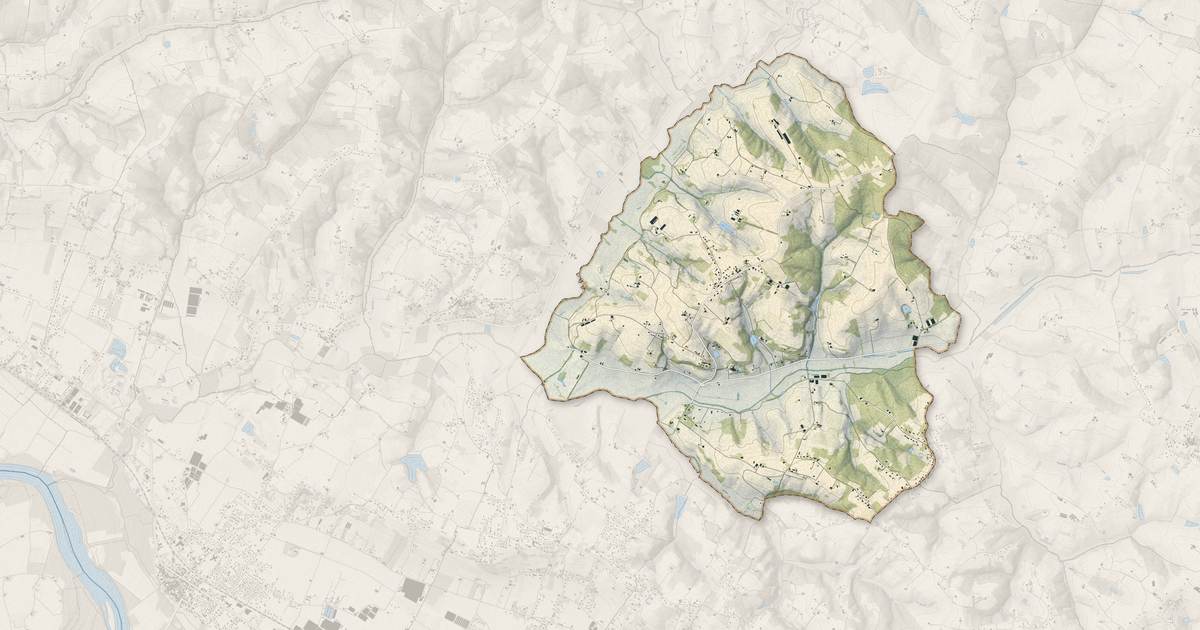 Portrait cartographique de Mauvezin-sur-Gupie : relief, eau, forêts, bâti et voies, calculés à partir des données de l'IGN