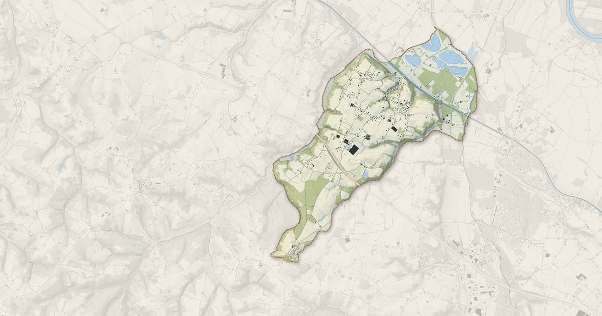 Portrait cartographique de Montpouillan : relief, eau, forêts, bâti et voies, calculés à partir des données de l'IGN