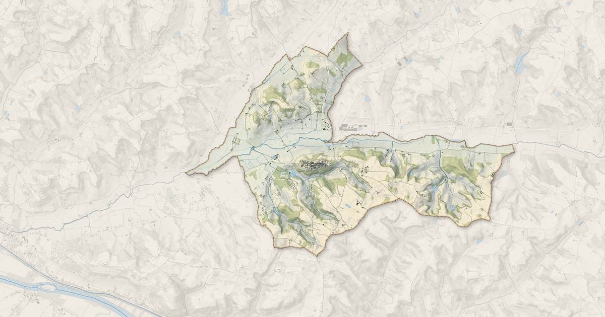 Portrait cartographique de Puymirol : relief, eau, forêts, bâti et voies, calculés à partir des données de l'IGN