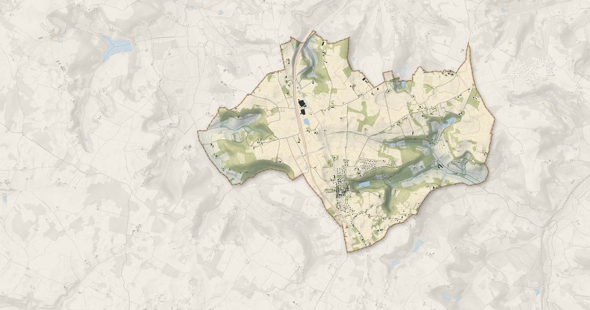Portrait cartographique de Saint-Antoine-de-Ficalba : relief, eau, forêts, bâti et voies, calculés à partir des données de l'IGN