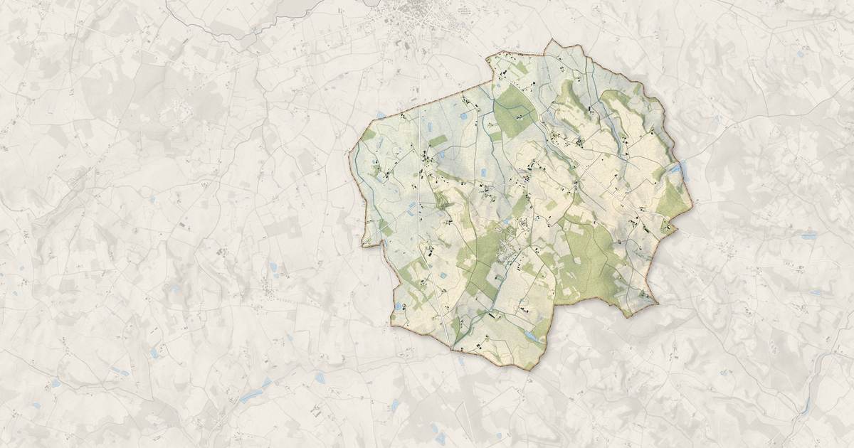 Portrait cartographique de Saint-Étienne-de-Villeréal : relief, eau, forêts, bâti et voies, calculés à partir des données de l'IGN