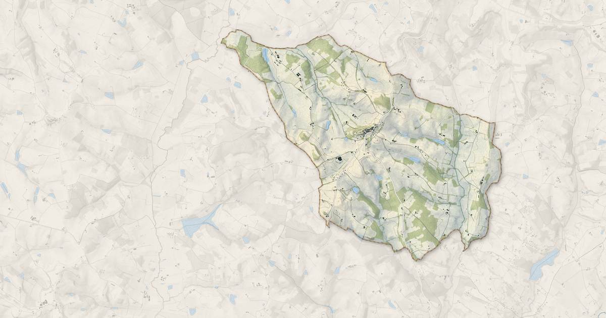 Portrait cartographique de Saint-Pastour : relief, eau, forêts, bâti et voies, calculés à partir des données de l'IGN