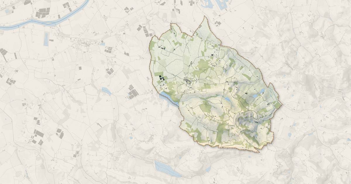 Portrait cartographique de Saint-Sardos : relief, eau, forêts, bâti et voies, calculés à partir des données de l'IGN
