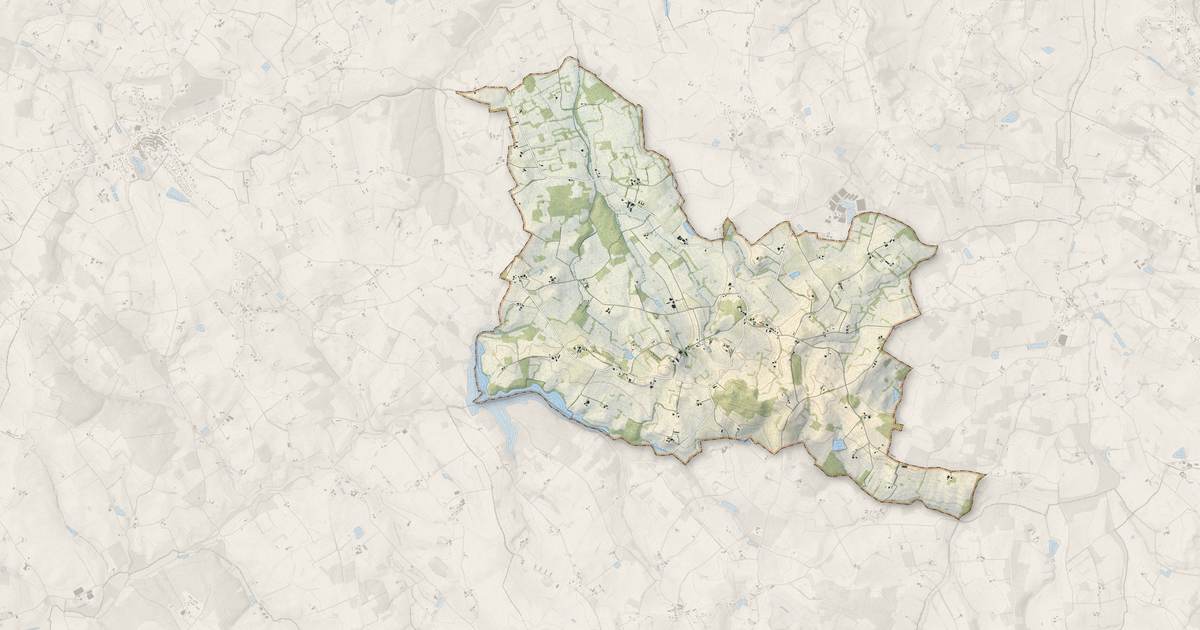 Portrait cartographique de Sérignac-Péboudou : relief, eau, forêts, bâti et voies, calculés à partir des données de l'IGN