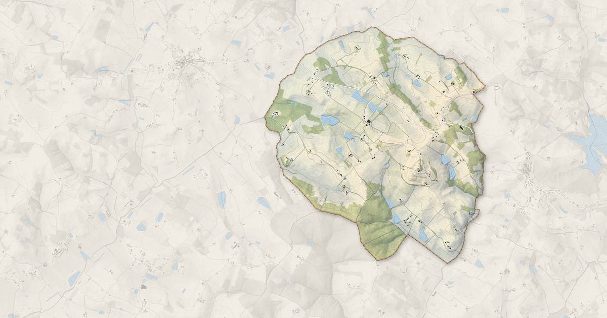 Portrait cartographique de Tourtrès : relief, eau, forêts, bâti et voies, calculés à partir des données de l'IGN