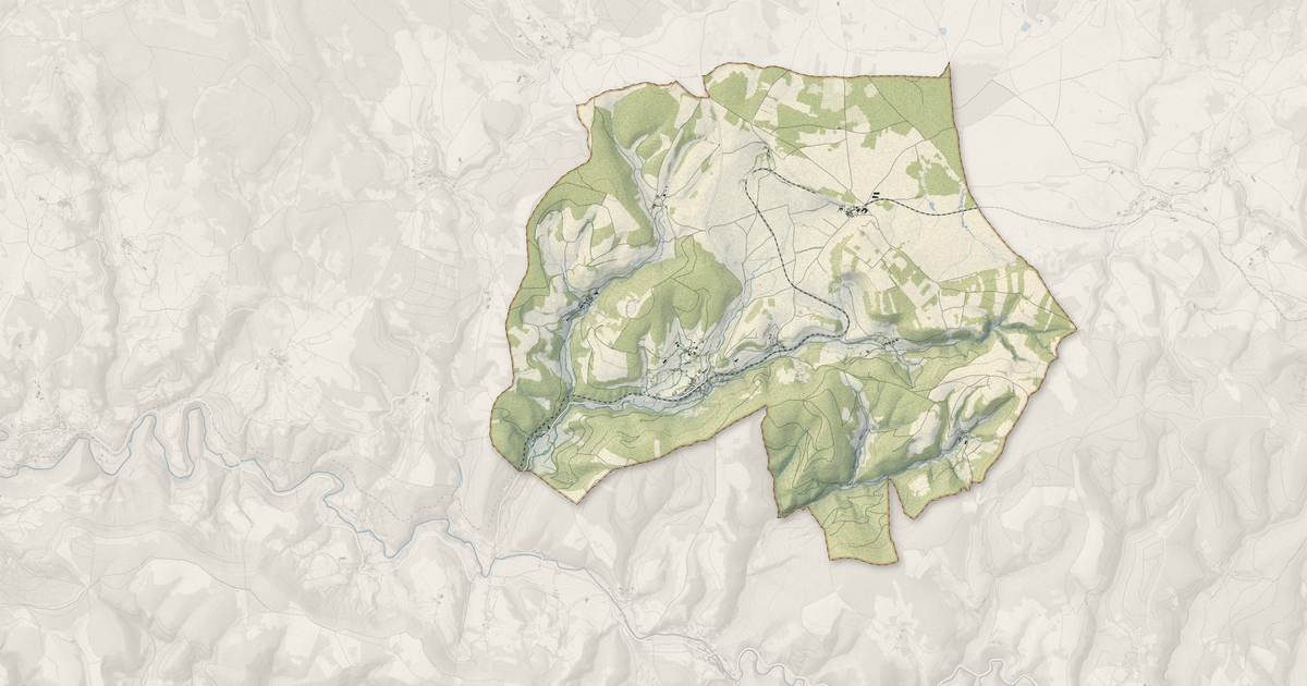 Portrait cartographique de Allenc : relief, eau, forêts, bâti et voies, calculés à partir des données de l'IGN