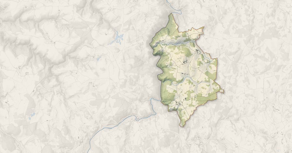 Portrait cartographique de Arzenc-d'Apcher : relief, eau, forêts, bâti et voies, calculés à partir des données de l'IGN