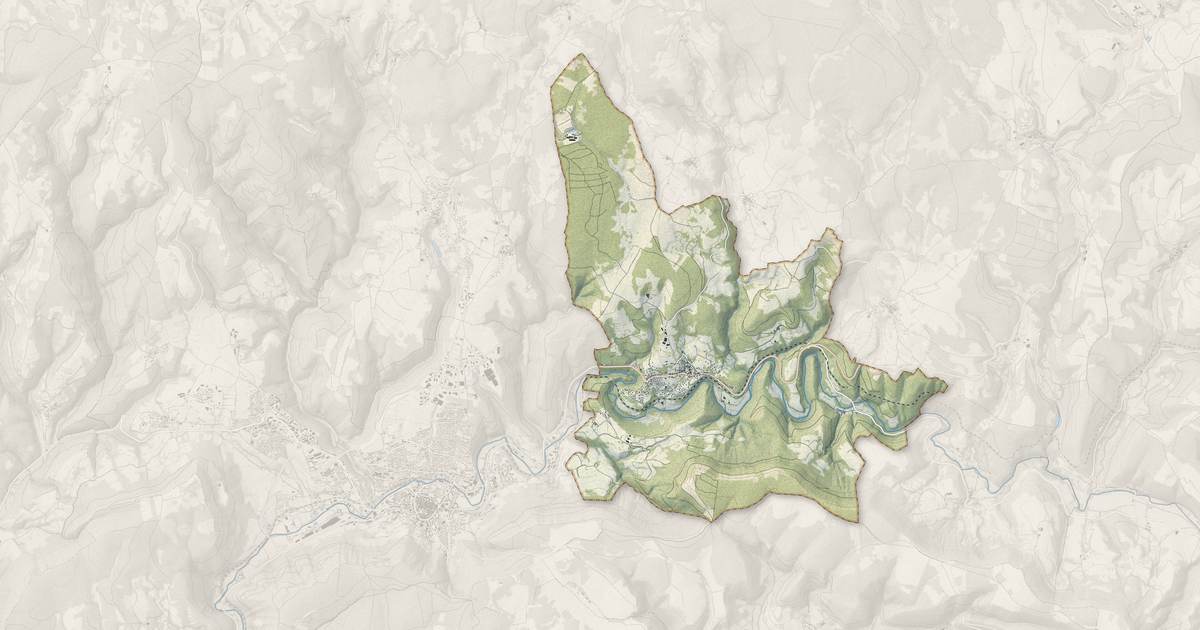 Portrait cartographique de Badaroux : relief, eau, forêts, bâti et voies, calculés à partir des données de l'IGN