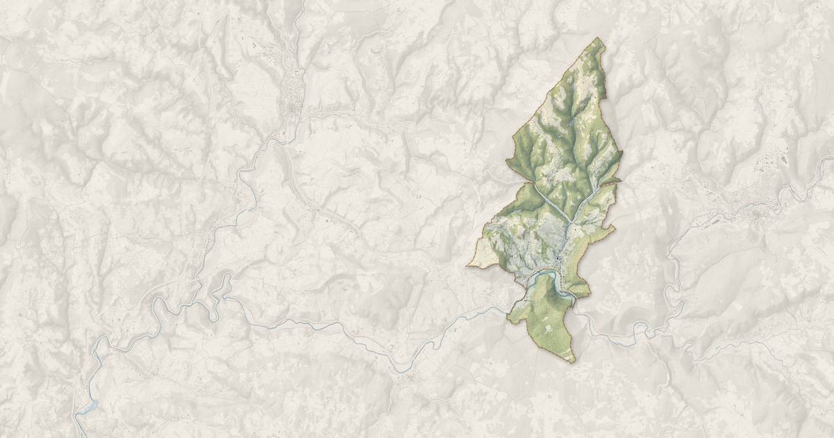 Portrait cartographique de Barjac : relief, eau, forêts, bâti et voies, calculés à partir des données de l'IGN