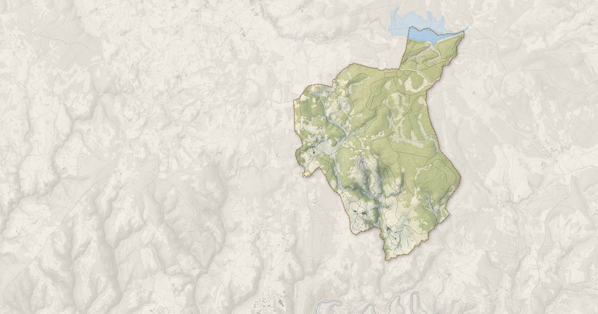 Portrait cartographique de Le Born : relief, eau, forêts, bâti et voies, calculés à partir des données de l'IGN
