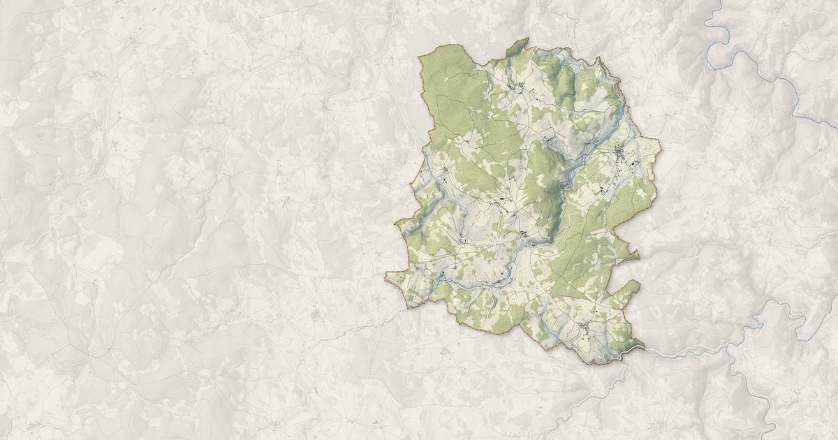 Portrait cartographique de Bel-Air-Val-d'Ance : relief, eau, forêts, bâti et voies, calculés à partir des données de l'IGN