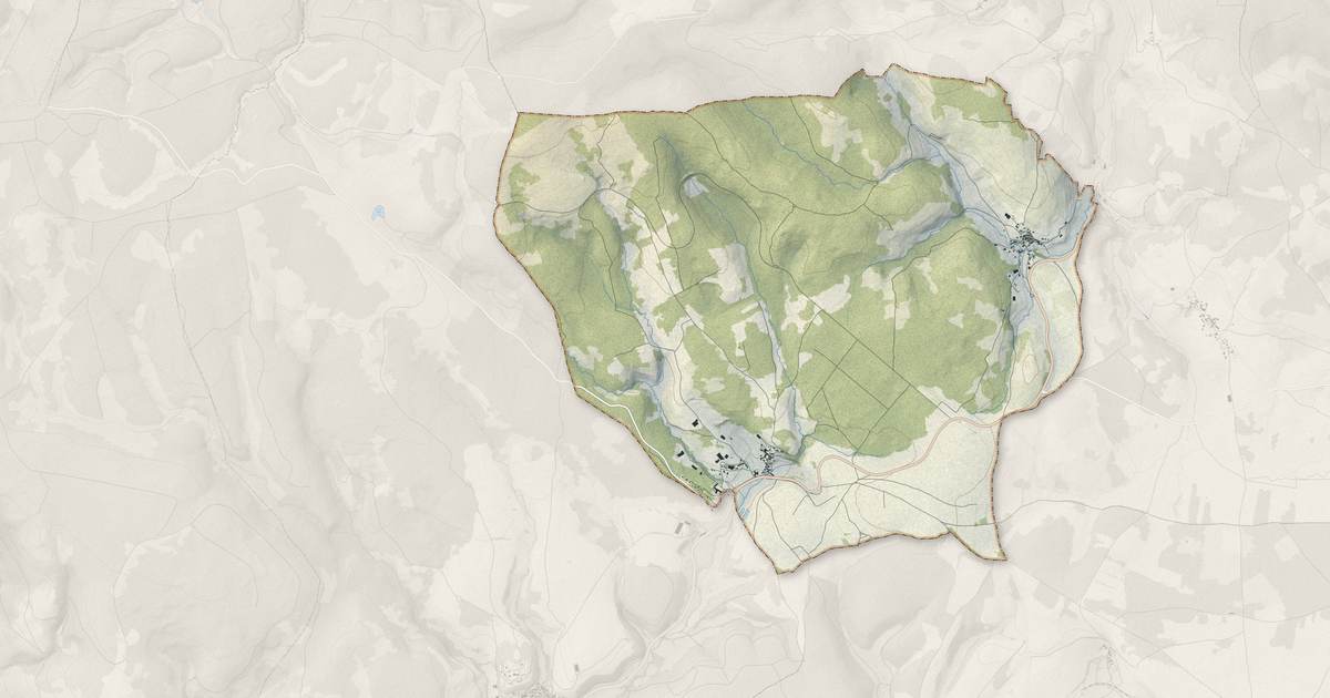 Portrait cartographique de Laubert : relief, eau, forêts, bâti et voies, calculés à partir des données de l'IGN