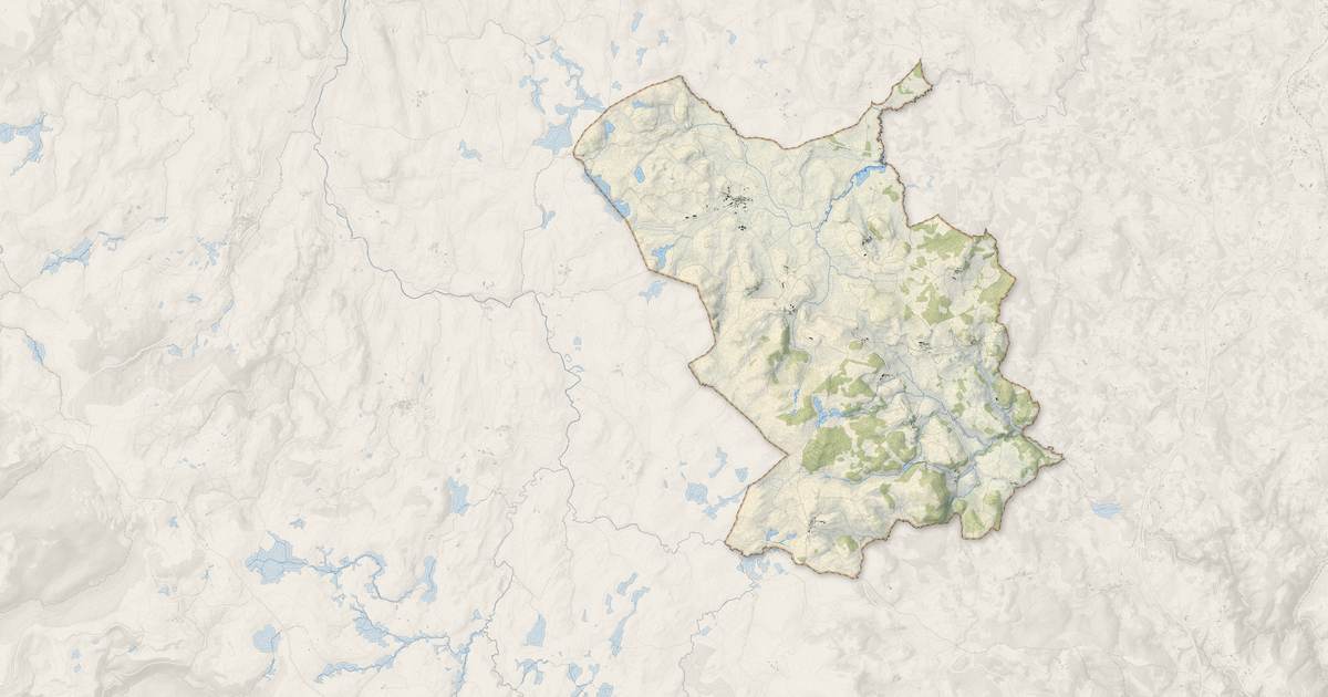 Portrait cartographique de Prinsuéjols-Malbouzon : relief, eau, forêts, bâti et voies, calculés à partir des données de l'IGN