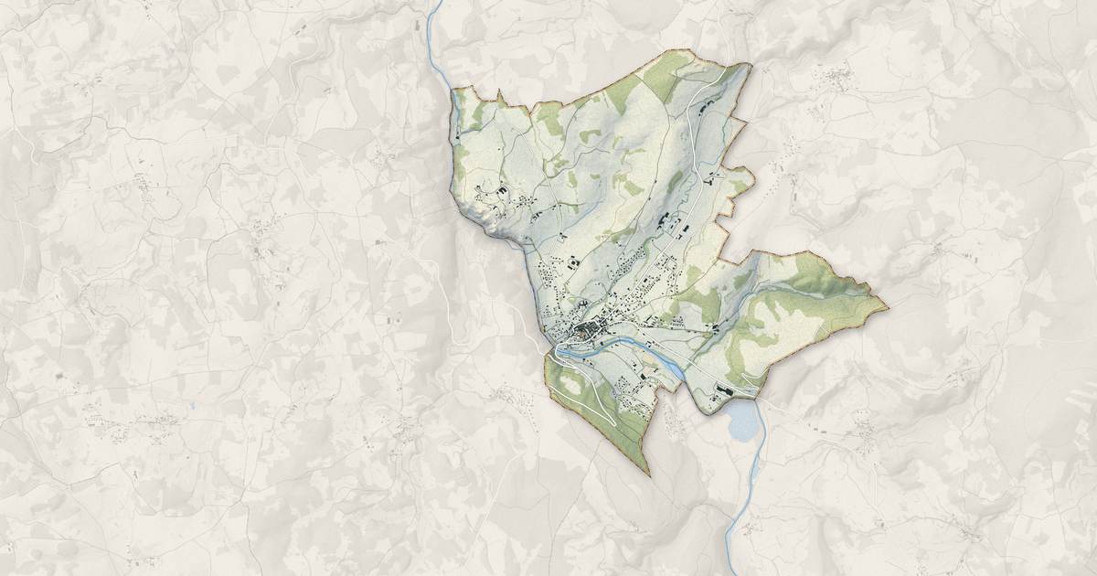 Portrait cartographique de Le Malzieu-Ville : relief, eau, forêts, bâti et voies, calculés à partir des données de l'IGN
