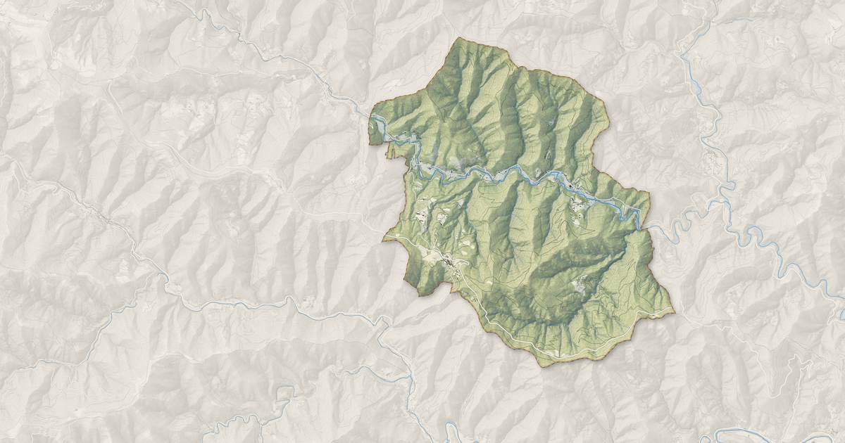 Portrait cartographique de Moissac-Vallée-Française : relief, eau, forêts, bâti et voies, calculés à partir des données de l'IGN