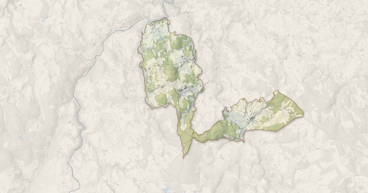 Portrait cartographique de Noalhac : relief, eau, forêts, bâti et voies, calculés à partir des données de l'IGN