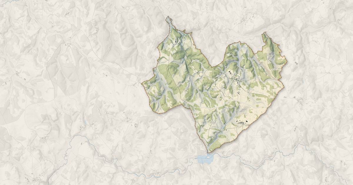Portrait cartographique de Saint-Gal : relief, eau, forêts, bâti et voies, calculés à partir des données de l'IGN