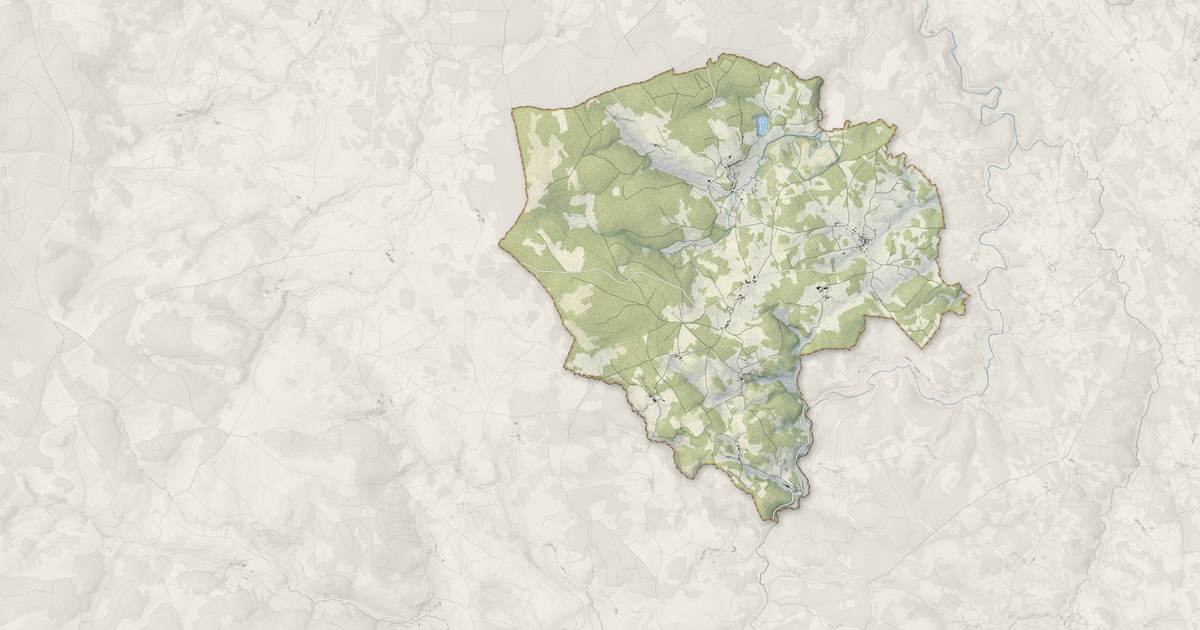 Portrait cartographique de Saint-Jean-la-Fouillouse : relief, eau, forêts, bâti et voies, calculés à partir des données de l'IGN