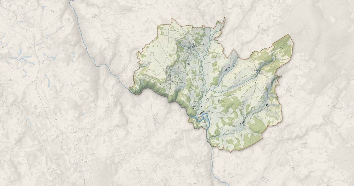 Portrait cartographique de Saint-Léger-du-Malzieu : relief, eau, forêts, bâti et voies, calculés à partir des données de l'IGN