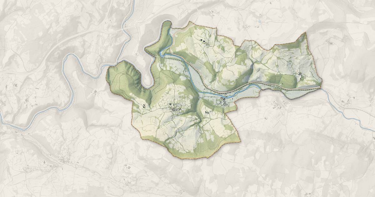 Portrait cartographique de Les Salelles : relief, eau, forêts, bâti et voies, calculés à partir des données de l'IGN