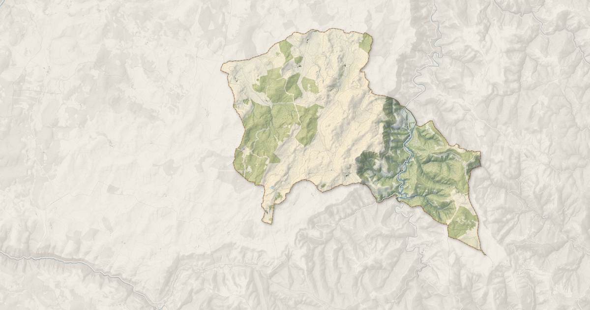 Portrait cartographique de Vebron : relief, eau, forêts, bâti et voies, calculés à partir des données de l'IGN